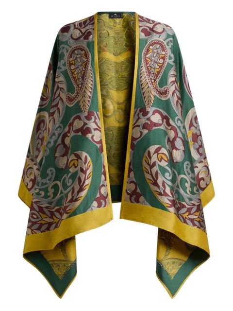 ETRO paisley-motif wool-blend cape - Green - zdjęcie produktu nr 1