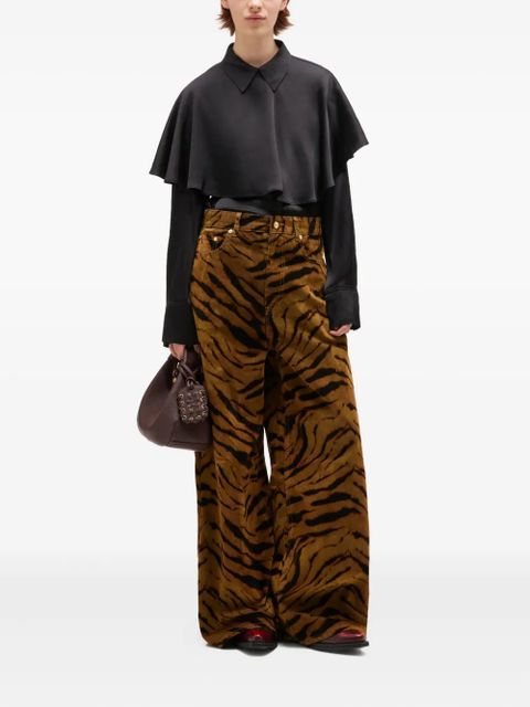 GANNI cape-detail satin shirt - Black - zdjęcie produktu nr 2