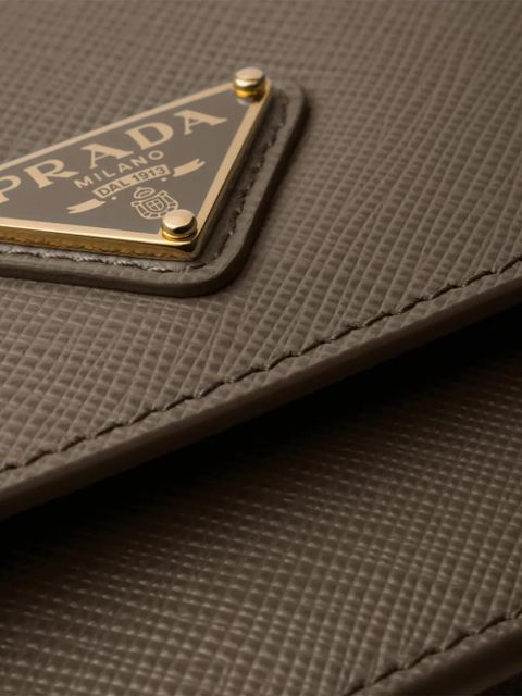 Prada triangle-logo leather mini bag - Grey