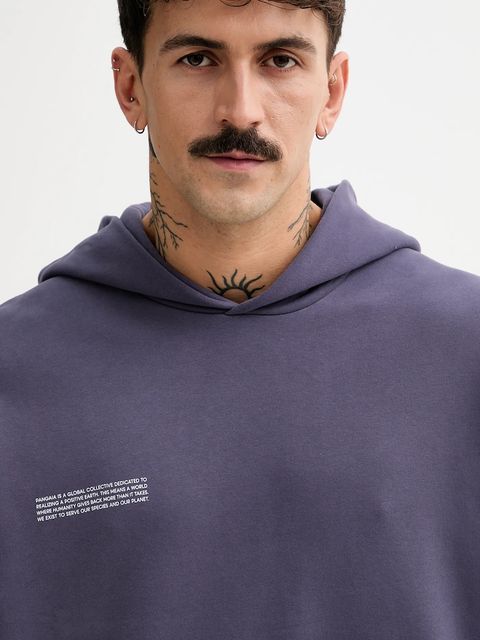 Pangaia bluza bawełniana kolor fioletowy z kapturem gładka 10000180