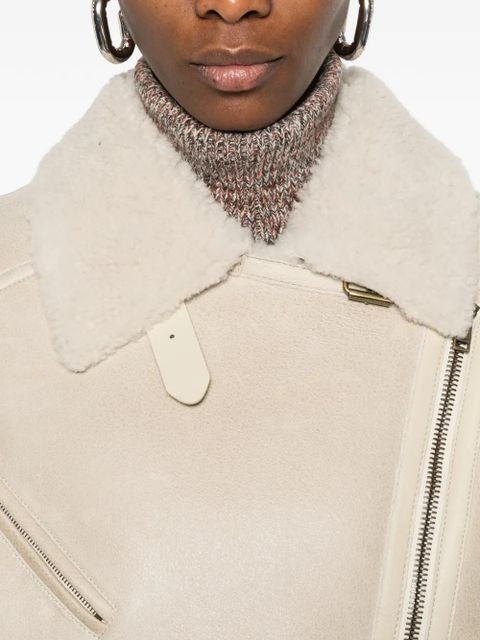 ISABEL MARANT Adelina shearling zip jacket - Neutrals