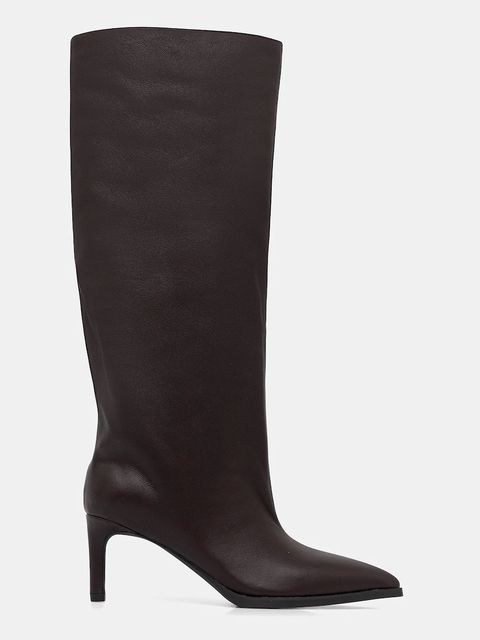 Answear.LAB kozaki skórzane kolor bordowy na szpilce