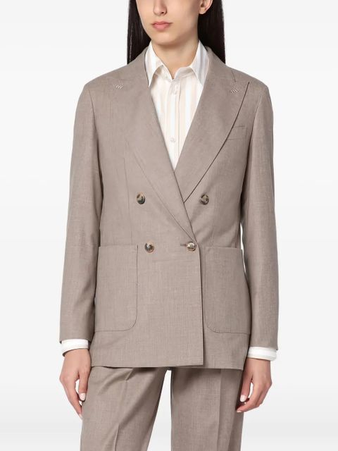 Max Mara double-breasted patch-pocket blazer - Brown