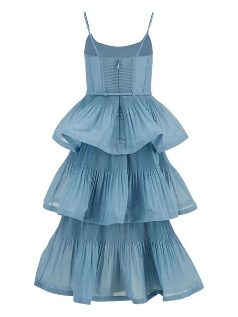 ZIMMERMANN pleated tiered midi dress - Blue