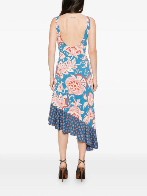 ETRO floral-print ruffled midi dress - Blue