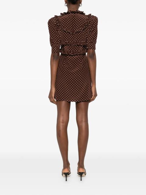 Alessandra Rich ruffled polka-dot mini dress - Brown