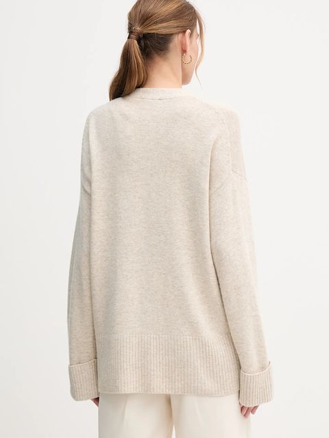 United Colors of Benetton kardigan z dodatkiem wełny damski kolor beżowy 126WD604Z