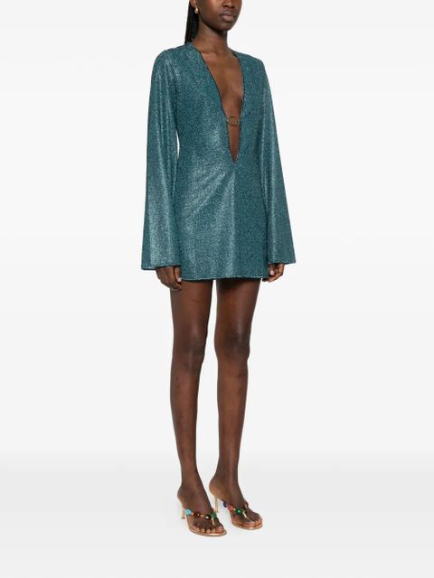 Oséree ring-detail V-neck mini dress - Blue