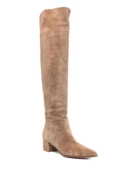 Gianvito Rossi 40mm leather pointed-toe knee-high boots - Neutrals - zdjęcie produktu nr 2