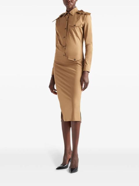 Prada triangle-logo cotton shirtdress - Neutrals