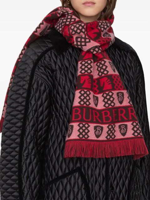 Burberry Fair Isle fringed wool scarf - Red