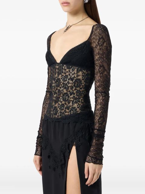 Blumarine lace-bodice top - Black