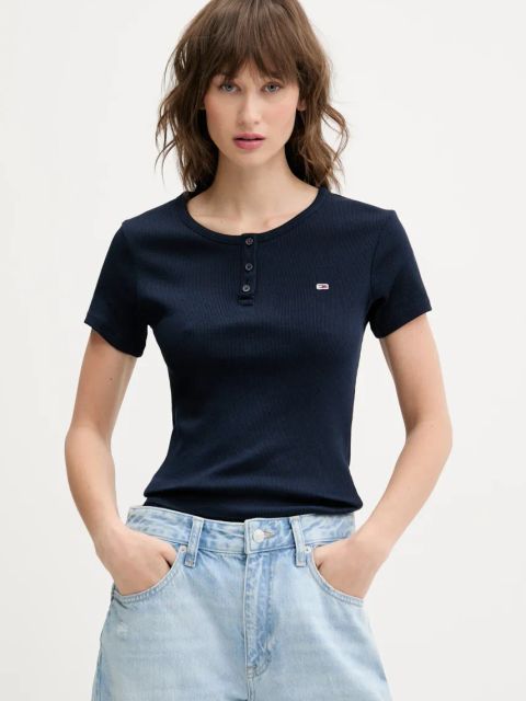 Tommy Jeans t-shirt bawełniany damski kolor granatowy DW0DW19502