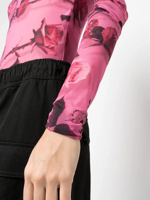 Blumarine floral-print long-sleeve bodysuit - Pink