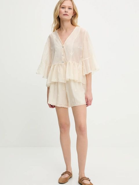 Answear.LAB bluzka damska kolor beżowy gładka