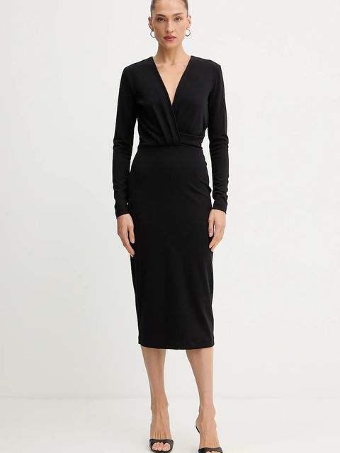 Silvian Heach sukienka BAGHED kolor czarny midi prosta GPA25002VE - zdjęcie produktu nr 1