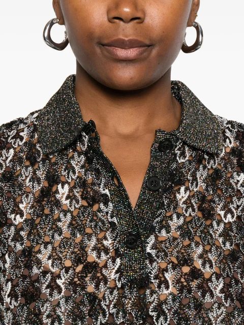 Missoni knit polo top - Brown