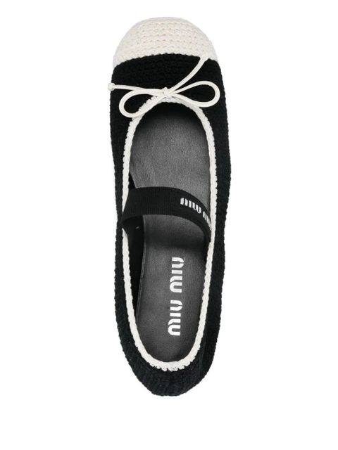 Miu Miu crochet-knit ballet flats - Black