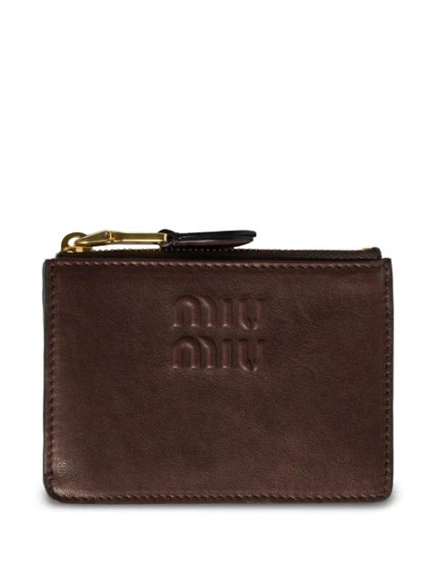 Miu Miu logo-embossed leather cardholder - Brown - zdjęcie produktu nr 1