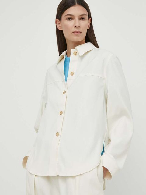 Samsoe Samsoe koszula ESMEL damska kolor beżowy regular z kołnierzykiem klasycznym F23300164