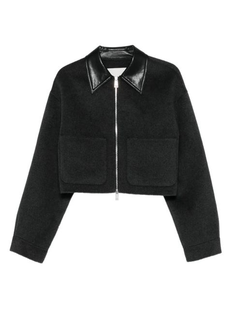 Nanushka leather-trimmed zip-up jacket - Grey - zdjęcie produktu nr 1