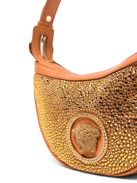 Versace Repeat crystal-embellished shoulder bag - Orange