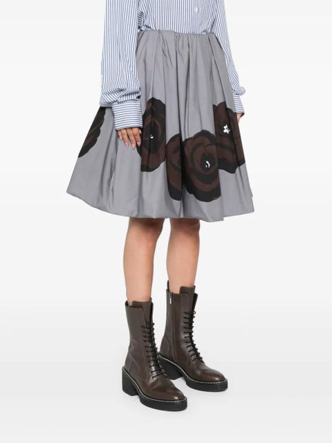 Miu Miu floral-print poplin mini skirt - Grey