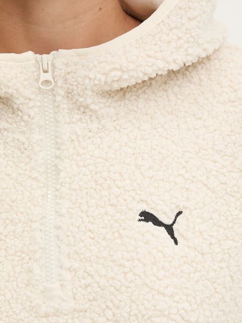 Puma bluza damska kolor beżowy z kapturem gładka 632048