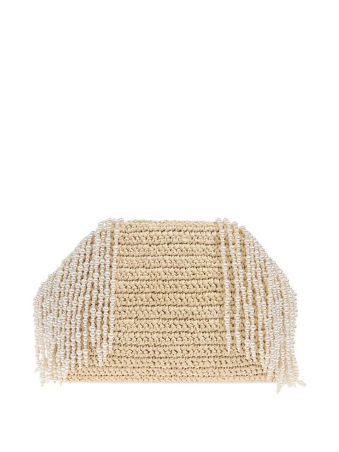 Self-Portrait pearl-embellished tote bag - Neutrals