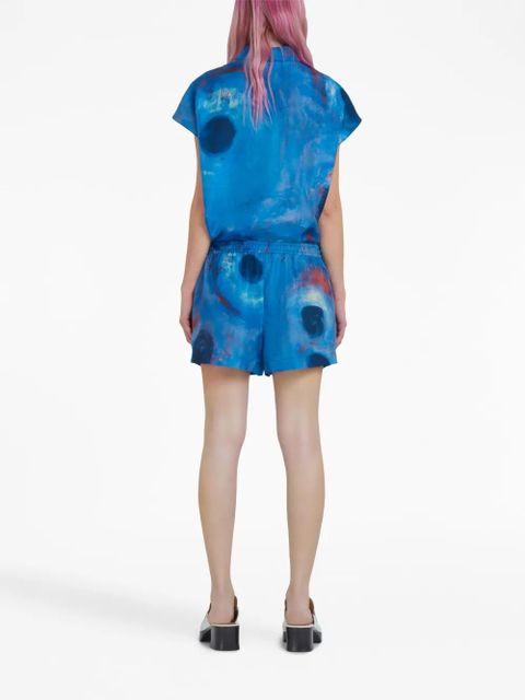 Marni drawstring-waist silk shorts - Blue
