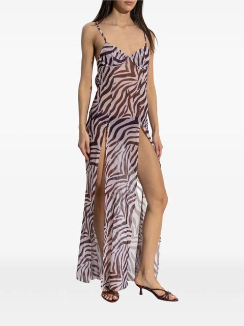 Bond-eye zebra-print mesh maxi beach dress - White
