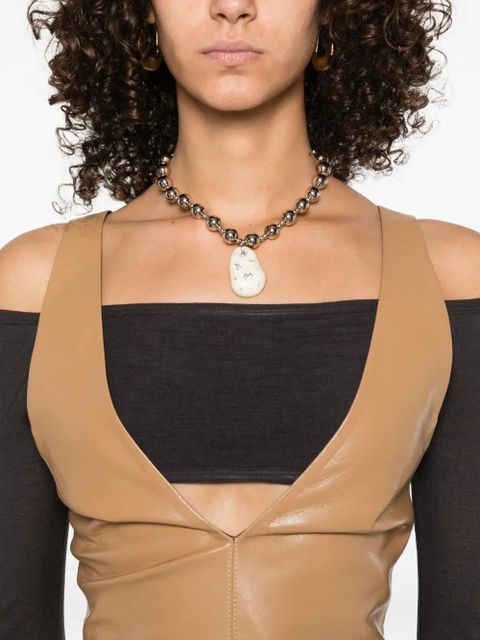 Nanushka Ferr halterneck leather top - Neutrals