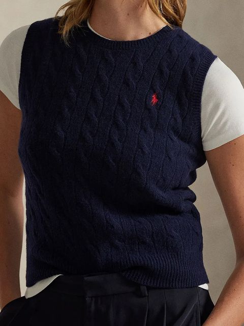 Polo Ralph Lauren kamizelka z kaszmirem damski kolor granatowy 211972134