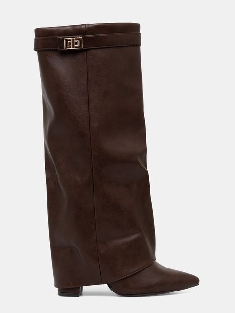 Answear Lab kozaki damskie kolor brązowy na słupku