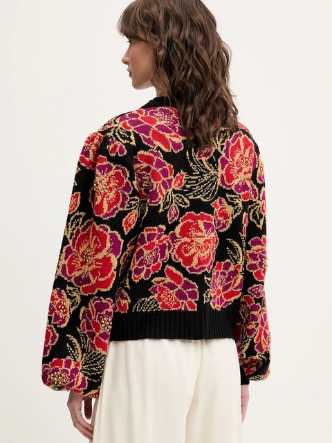 Farm Rio kardigan z domieszką wełny kolor czarny ciepły 328846