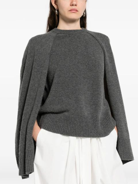 TOTEME cape-detail round-neck sweater - Grey