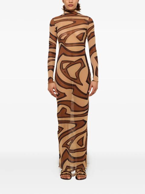 PUCCI wave-print turtleneck dress - Neutrals