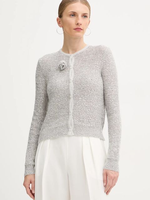 Marella kardigan z dodatkiem wełny damski kolor szary lekki 2523346152200 - zdjęcie produktu nr 1