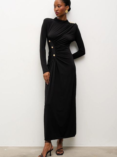 Answear.LAB sukienka kolor czarny maxi dopasowana