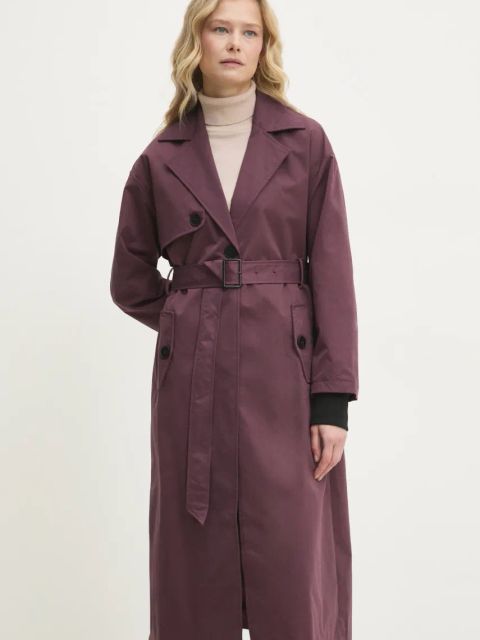 Answear.LAB trencz damski kolor bordowy przejściowy