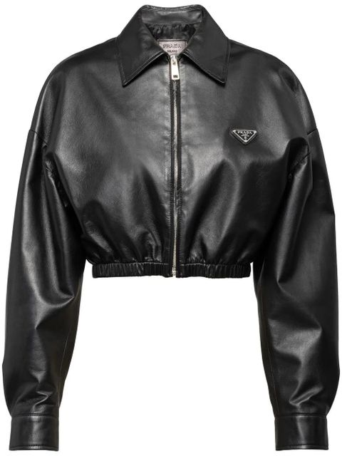 Prada cropped leather jacket - Black - zdjęcie produktu nr 1