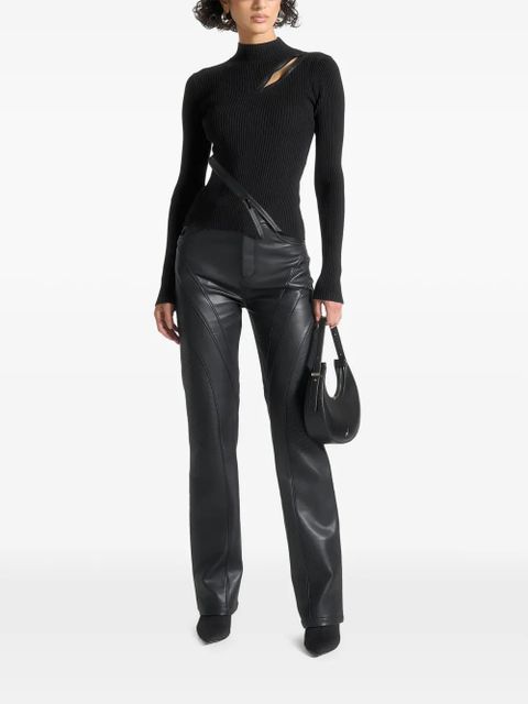 Manière De Voir stitch detail biker trousers - Black - zdjęcie produktu nr 2
