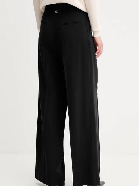 Twinset spodnie damskie kolor czarny proste high waist 252TP2622