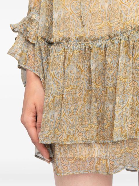 Zadig&Voltaire Ralice paisley ruffled mini dress - Neutrals