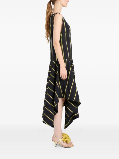 Proenza Schouler Beatriz V-neck striped midi dress - Black