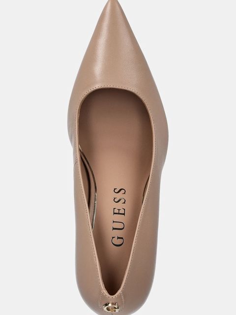 Guess szpilki skórzane PRINDY kolor beżowy FLFPRN LEA08