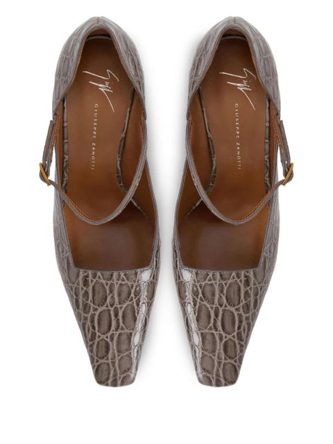 Giuseppe Zanotti 90mm Brita crocodile-effect buckle pumps - Grey