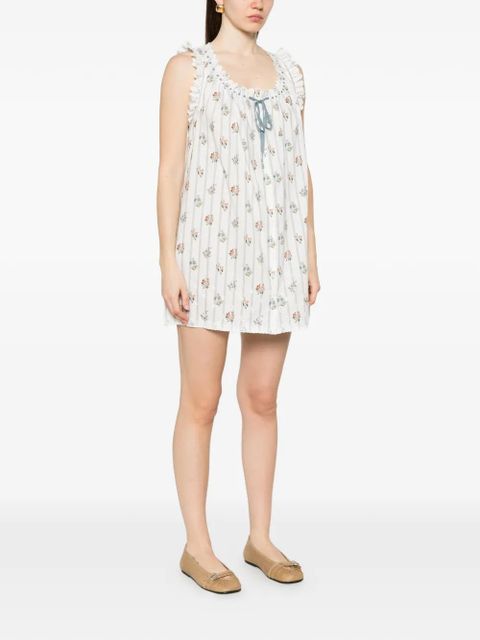 DÔEN Nessie floral-print ruffled mini dress - White