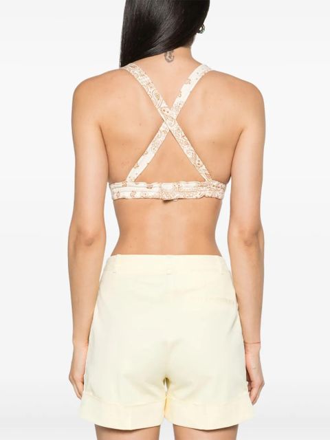 MC2 Saint Barth bandana-print denim bralette top - Neutrals