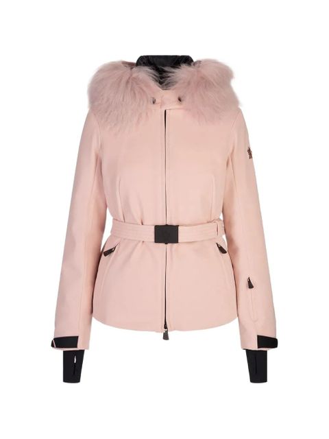 Moncler Grenoble fur trim belted coat - Pink - zdjęcie produktu nr 1